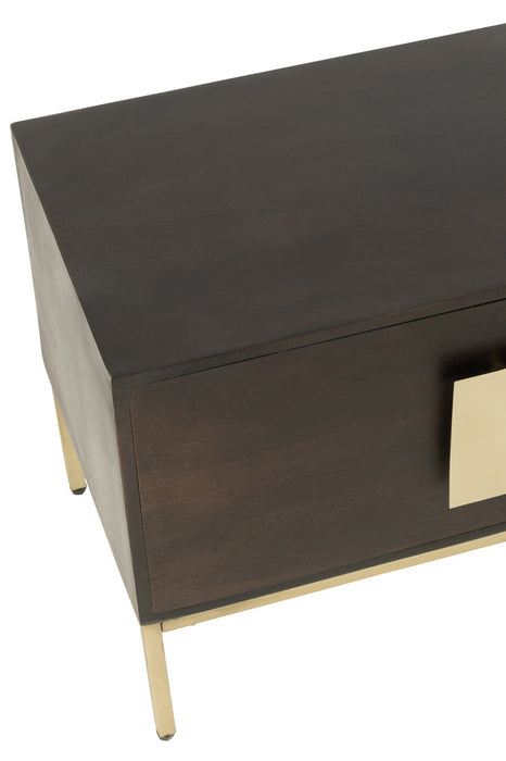 Tv Kast 2 deuren mangohout/ijzer bruin/goud-TV-meubels-J-Line