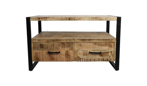 Tv Meubel Havana 2 La-100x45x60-Naturel/Zwart-Mango/Metaal-TV-meubels-HSM Collection