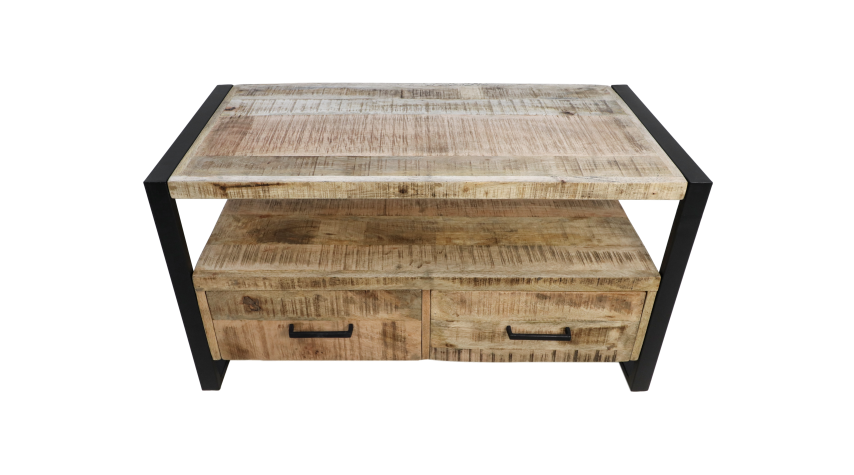 Tv Meubel Havana 2 La-100x45x60-Naturel/Zwart-Mango/Metaal-TV-meubels-HSM Collection