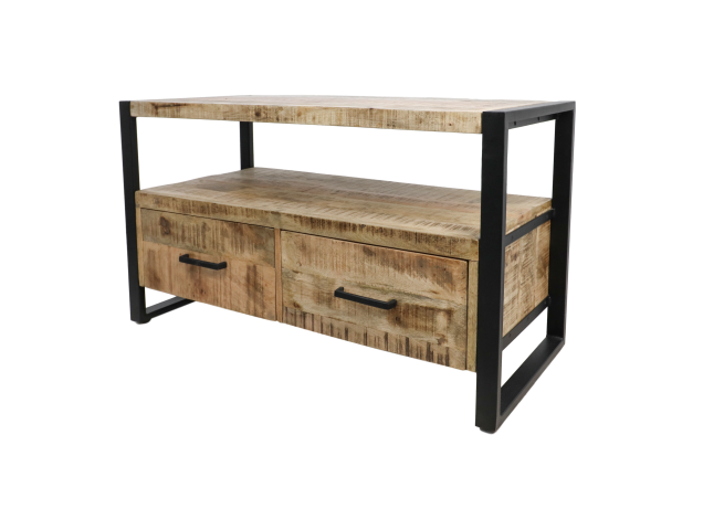 Tv Meubel Havana 2 La-100x45x60-Naturel/Zwart-Mango/Metaal-TV-meubels-HSM Collection