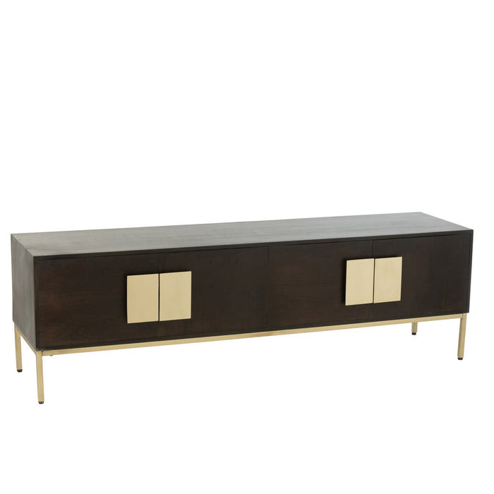 Tv Stand 2 Doors Mango Wood/Iron Brown/Gold-TV-meubels-J-Line