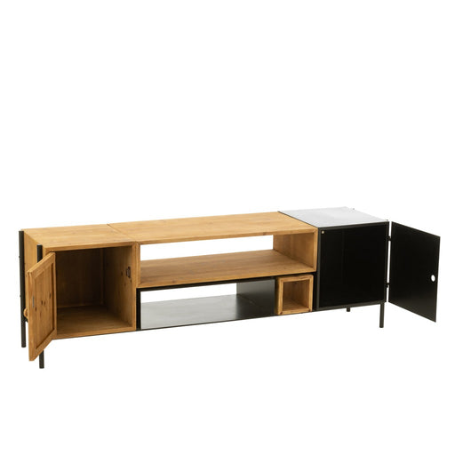 Tv Unit Tina Fir Hout | Iron Zwart | Natuurlijk-TV-meubels-J-Line