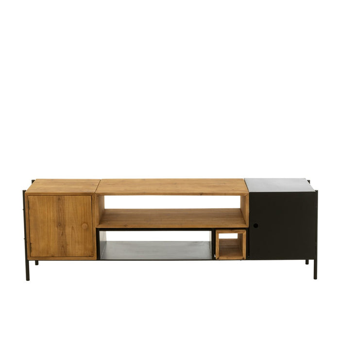 Tv Unit Tina Fir Hout | Iron Zwart | Natuurlijk-TV-meubels-J-Line