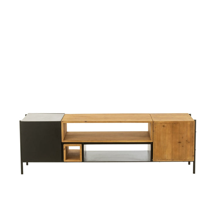 Tv Unit Tina Fir Hout | Iron Zwart | Natuurlijk-TV-meubels-J-Line