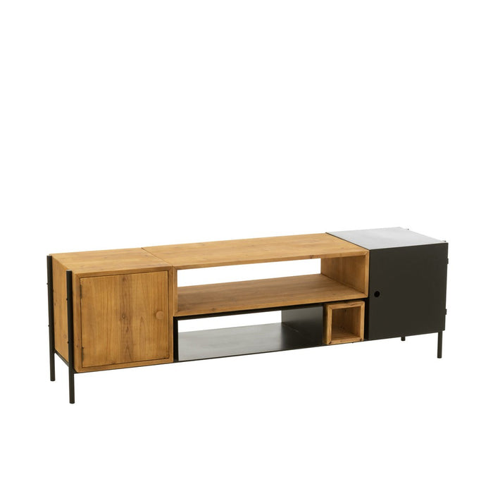 Tv Unit Tina Fir Hout | Iron Zwart | Natuurlijk-TV-meubels-J-Line