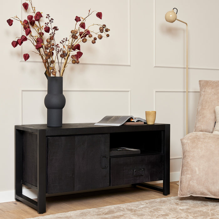 Tv meubel Boaz Black 110 cm | Een deur en open vak-TV-meubels-Starfurn