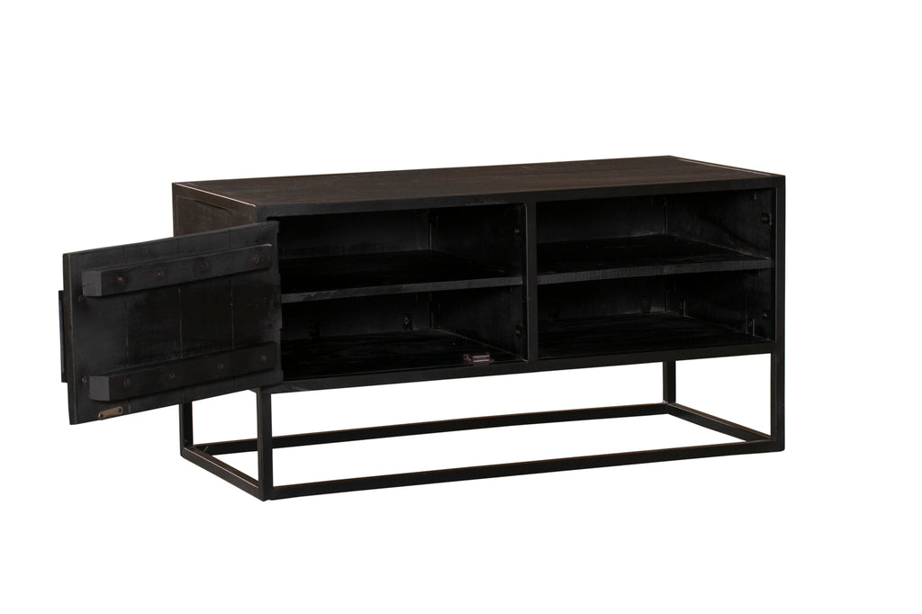 Tv meubel Denver Black 100 cm | Mangohout en staal-TV-meubels-Starfurn