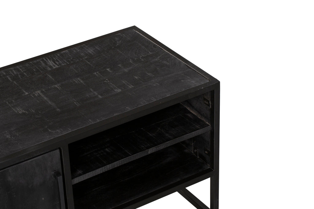 Tv meubel Denver Black 100 cm | Mangohout en staal-TV-meubels-Starfurn