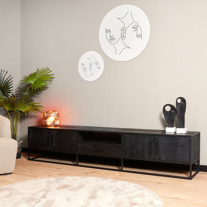 Tv meubel Denver Black 240 cm | Mangohout en staal-TV-meubels-Starfurn