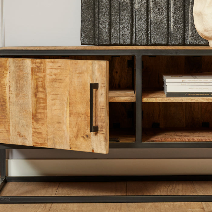 Tv meubel Denver | Mangohout en staal | 100 cm-TV-meubels-Starfurn