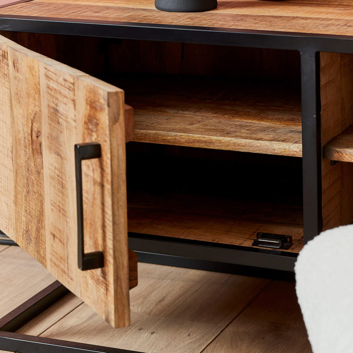 Tv meubel Denver | Mangohout en staal | 100 cm-TV-meubels-Starfurn