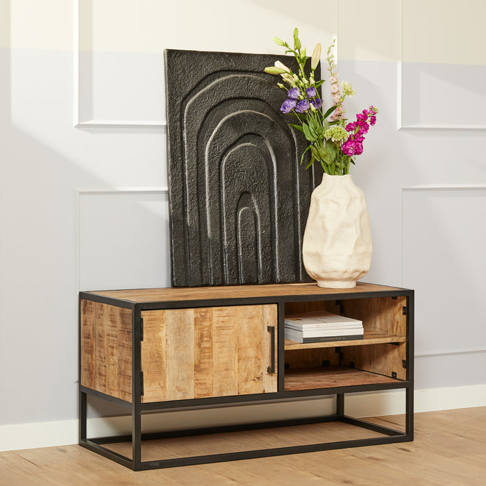 Tv meubel Denver | Mangohout en staal | 100 cm-TV-meubels-Starfurn