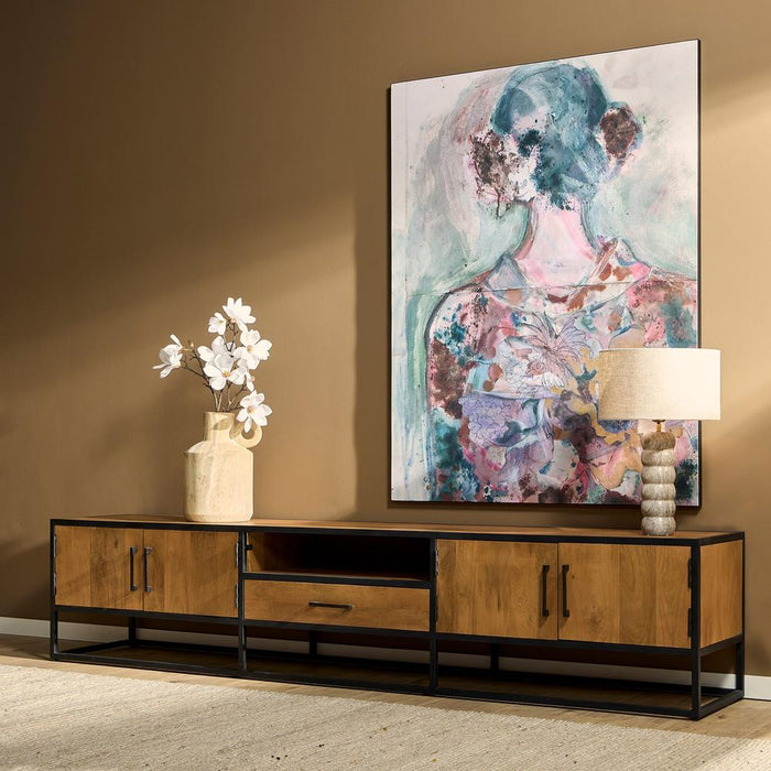 Tv meubel Denver - Mangohout en staal - 240 cm-TV-meubels-Starfurn