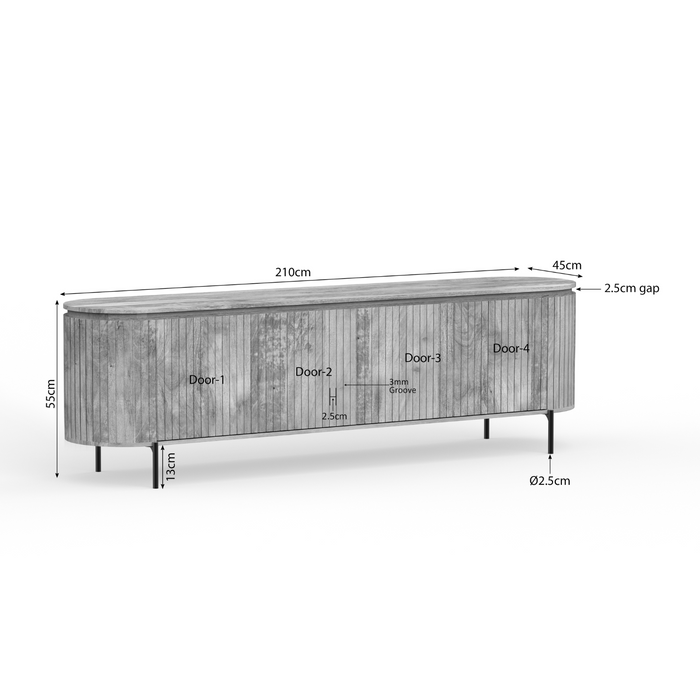 Tv meubel Solana - 210 cm - Naturel-TV-meubels-Starfurn