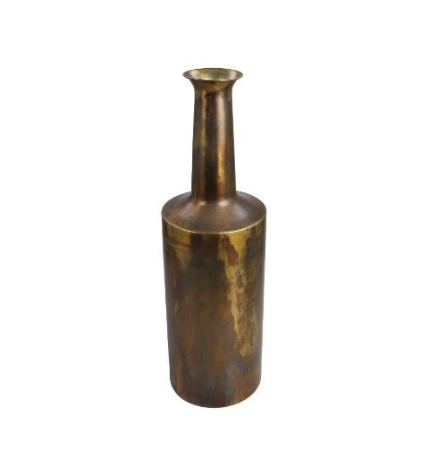 Vaas Bergamo small - ø17x55 - Messing antique goud - Metaal-Woondecoratie-HSM Collection