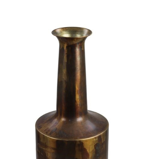 Vaas Bergamo small - ø17x55 - Messing antique goud - Metaal-Woondecoratie-HSM Collection