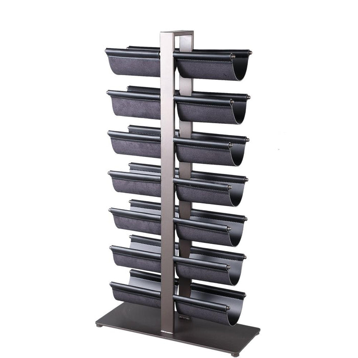 Vakkenkast Davitt Zwart Staal Winerack PU Leer Holders L-Vakkenkasten-PTMD