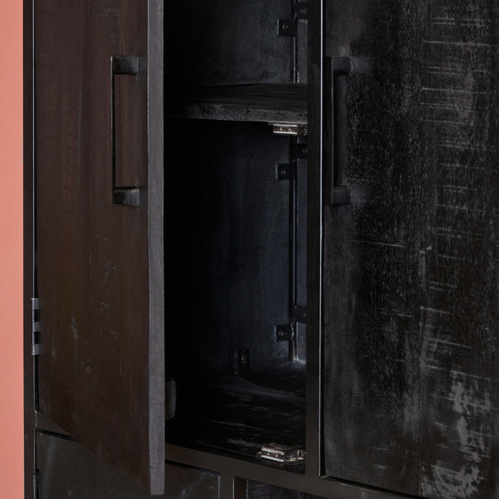 Vakkenkast Denver Black | Mangohout en staal | 90 cm-Vakkenkasten-Starfurn