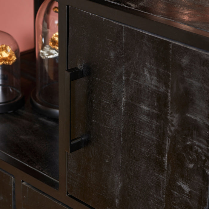 Vakkenkast Denver Black | Mangohout en staal | 90 cm-Vakkenkasten-Starfurn