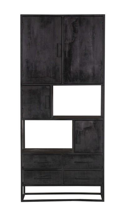 Vakkenkast Denver Black | Mangohout en staal | 90 cm-Vakkenkasten-Starfurn
