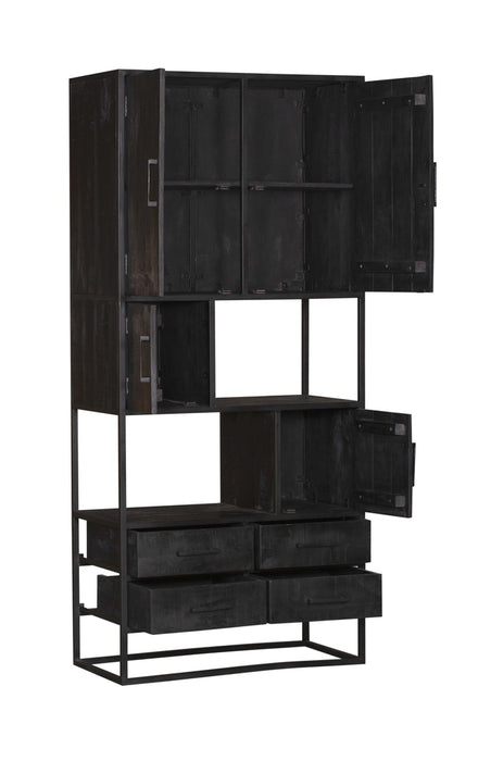 Vakkenkast Denver Black | Mangohout en staal | 90 cm-Vakkenkasten-Starfurn