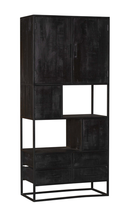 Vakkenkast Denver Black | Mangohout en staal | 90 cm-Vakkenkasten-Starfurn
