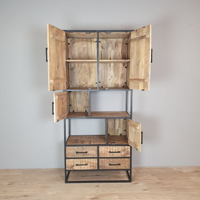 Vakkenkast Denver | Mangohout en staal | 90 cm-Vakkenkasten-Starfurn