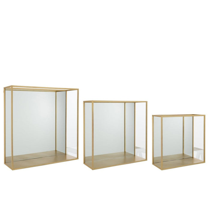 Vakkenkast Goud Mirror Vierkant 18x60 cm-Spiegels-J-Line