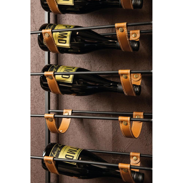 Vakkenkast Kyrann Zwart Rechthoekig IJzer Wijnrek met Leer-Vakkenkasten-PTMD