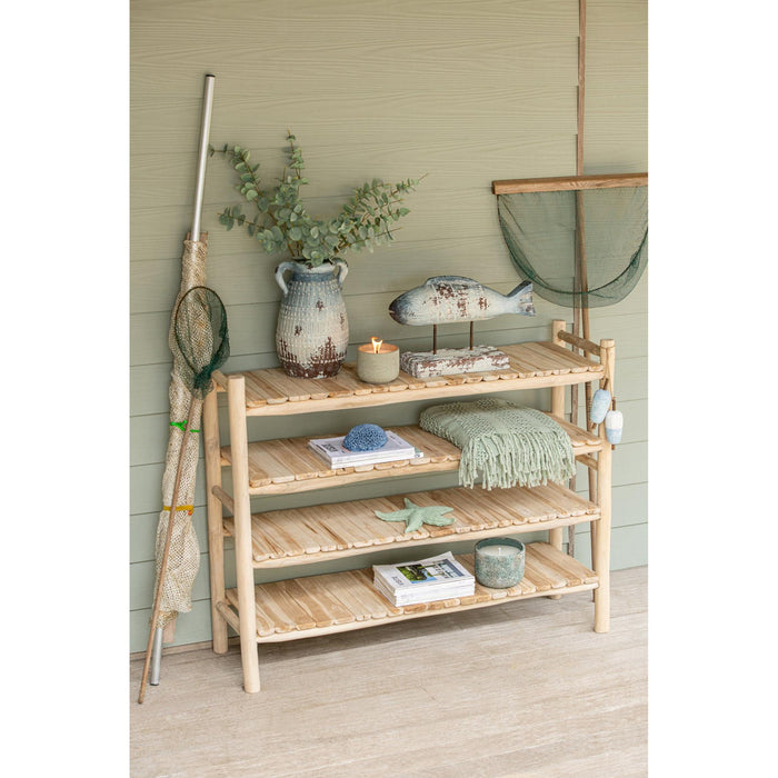 Vakkenkast Naturel Teakhout 40x140 cm-Vakkenkasten-J-Line