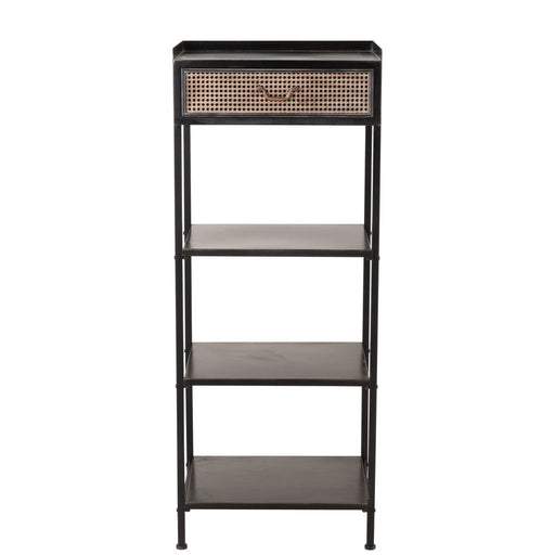 Vakkenkast Rack 1 Lade + 3 Shelves Metaal Zwart-Vakkenkasten-J-Line