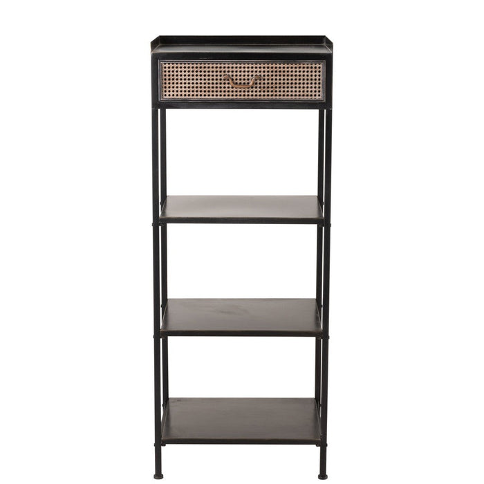 Vakkenkast Rack 1 Lade + 3 Shelves Metaal Zwart-Vakkenkasten-J-Line