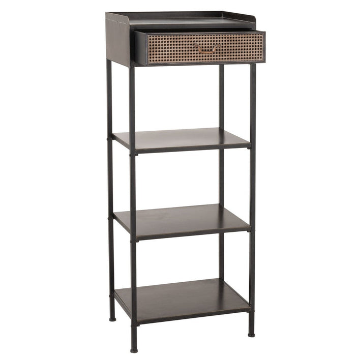 Vakkenkast Rack 1 Lade + 3 Shelves Metaal Zwart-Vakkenkasten-J-Line