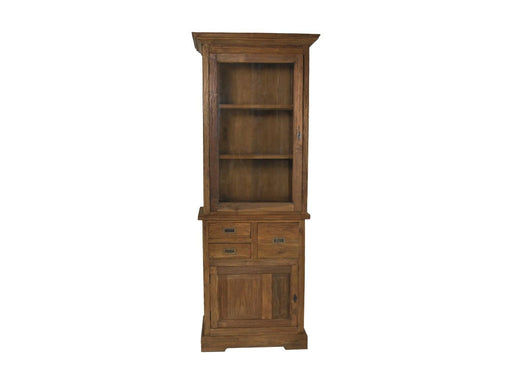 Vitrinekast 2 Deur 3 La-72x46x193-Naturel-Teak/Glas-Vitrinnekasten-HSM Collection