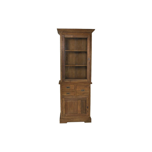 Vitrinekast 2 Deur 3 La-72x46x193-Naturel-Teak/Glas-Vitrinnekasten-HSM Collection