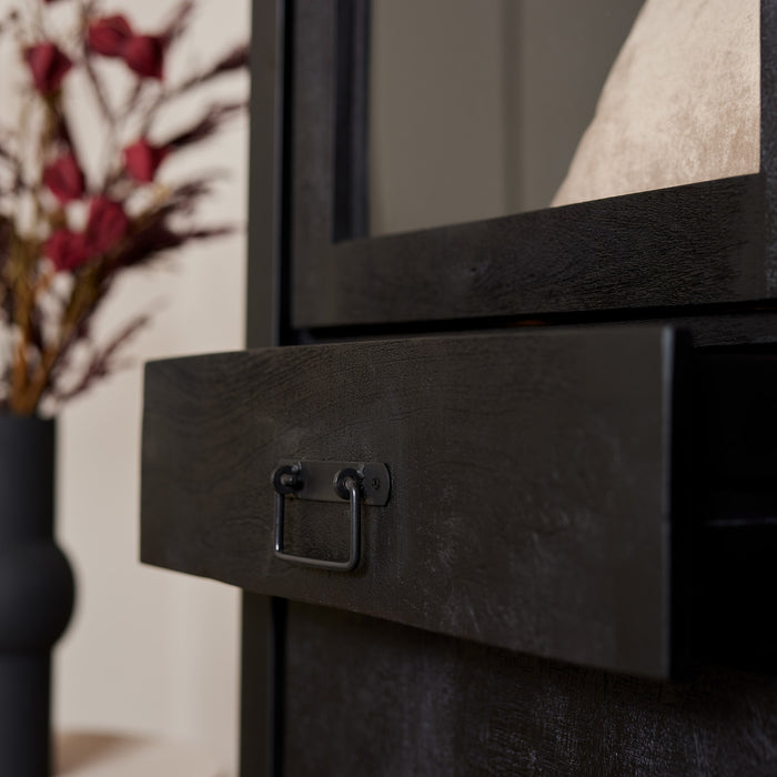 Vitrinekast Boaz Zwart 115 cm 115x45x180 cm-Vitrinekasten-Starfurn