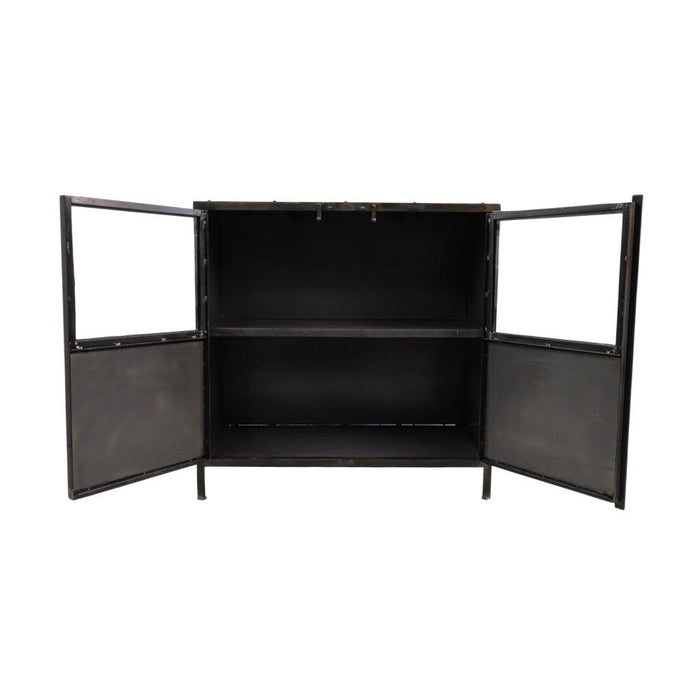 Vitrinekast Brooklyn - 90x40x90 - Grijs - Metaal/glas-Vitrinekasten-HSM Collection