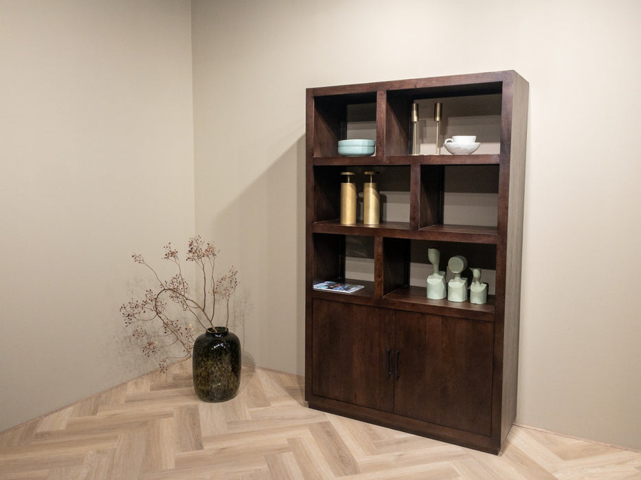 Vitrinekast Jaxx Mangohout Bruin 120x45 cm-Vitrinekasten-Livingfurn