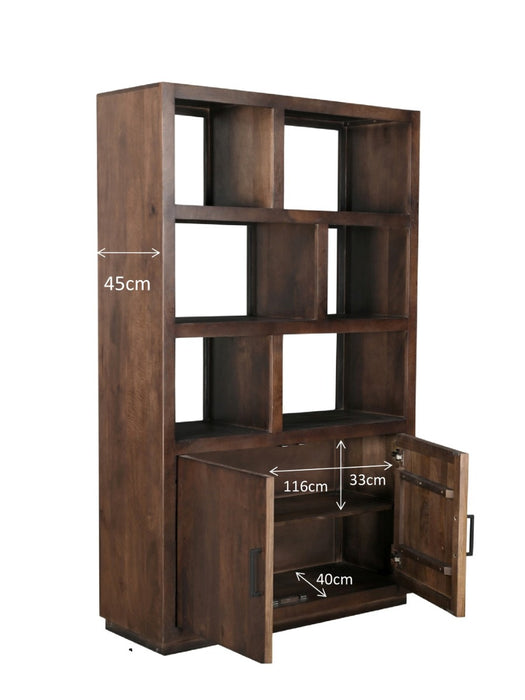 Vitrinekast Jaxx Mangohout Bruin 120x45 cm-Vitrinekasten-Livingfurn