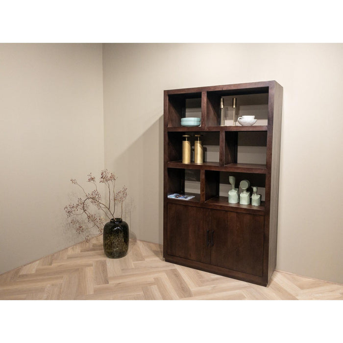 Vitrinekast Jaxx Mangohout Bruin 120x45x200 cm-Vitrinekasten-Livingfurn