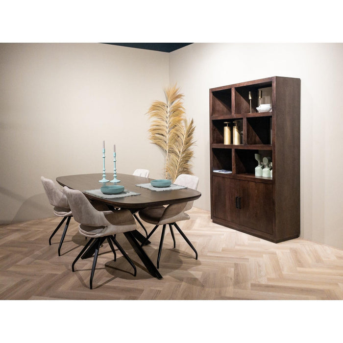 Vitrinekast Jaxx Mangohout Bruin 120x45x200 cm-Vitrinekasten-Livingfurn