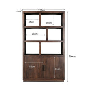Vitrinekast Jaxx Mangohout Bruin 120x45x200 cm-Vitrinekasten-Livingfurn