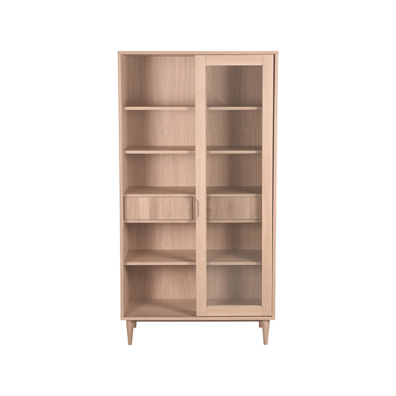 Vitrinekast Jule Naturel Eiken - 100x49x180 cm-Vitrinekasten-LABEL51