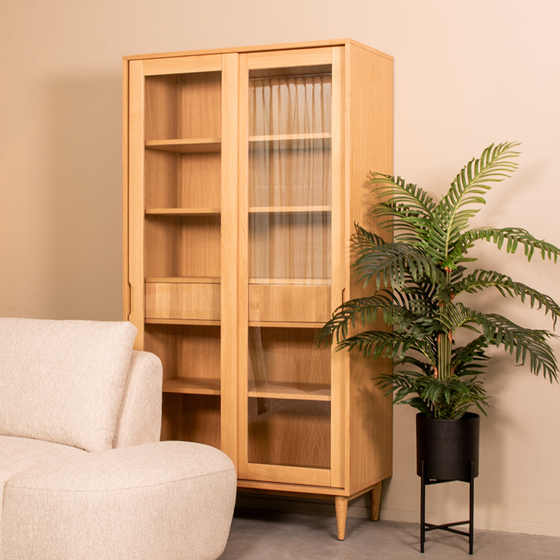 Vitrinekast Jule Naturel Eiken - 100x49x180 cm-Vitrinekasten-LABEL51