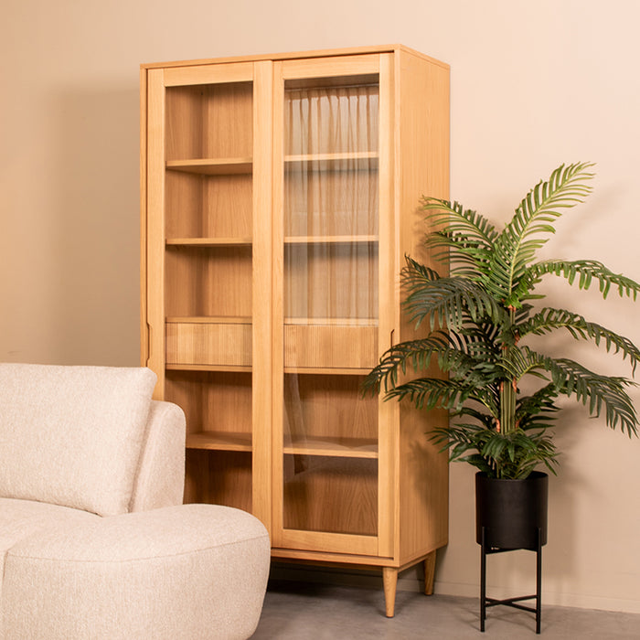 Vitrinekast Jule Naturel Eiken - 100x49x180 cm-Vitrinekasten-LABEL51