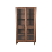 Vitrinekast Jule Walnoot Eiken - 100x49x180 cm-Vitrinekasten-LABEL51