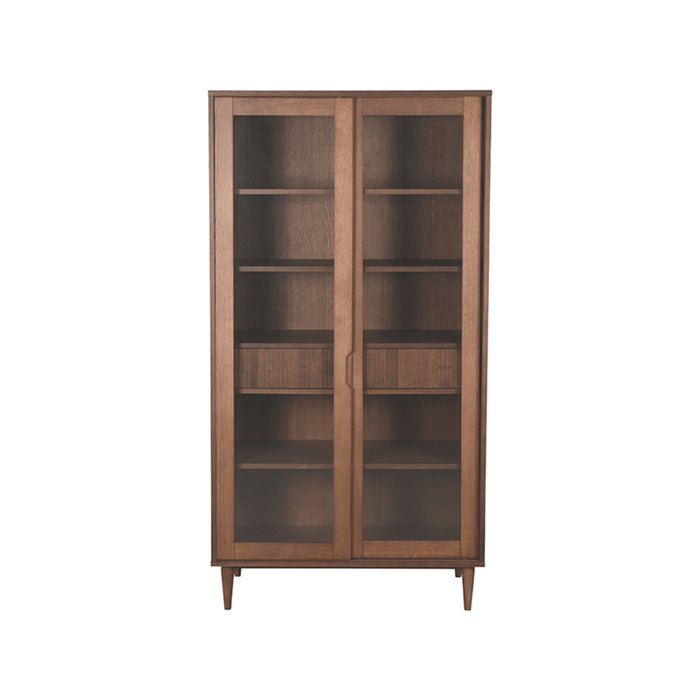 Vitrinekast Jule Walnoot Eiken - 100x49x180 cm-Vitrinekasten-LABEL51