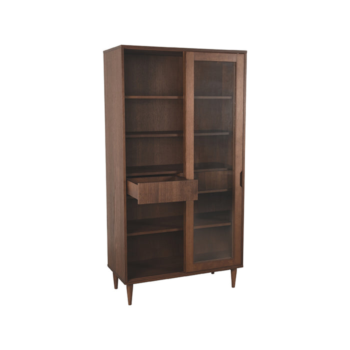 Vitrinekast Jule Walnoot Eiken - 100x49x180 cm-Vitrinekasten-LABEL51