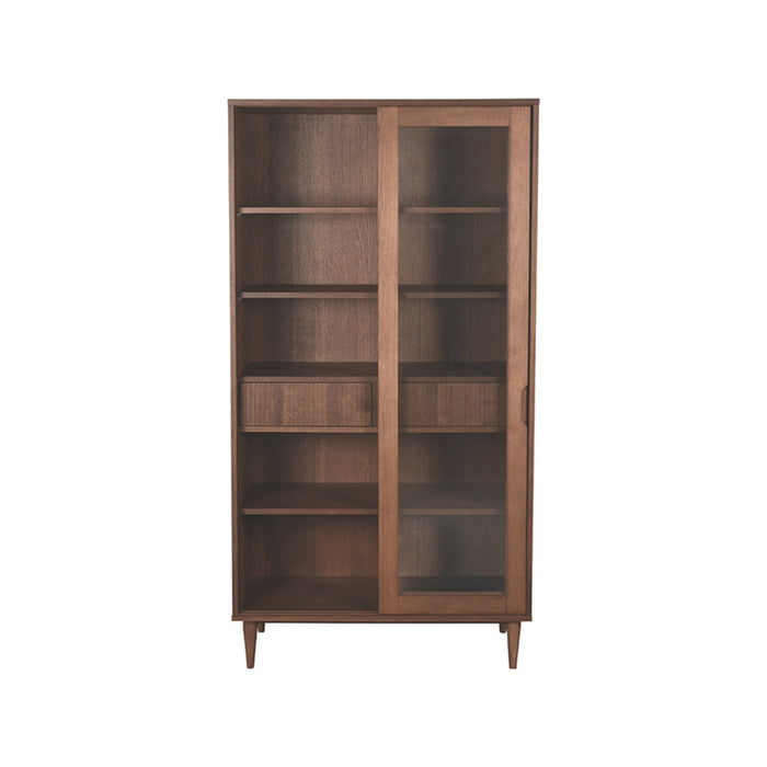 Vitrinekast Jule Walnoot Eiken - 100x49x180 cm-Vitrinekasten-LABEL51