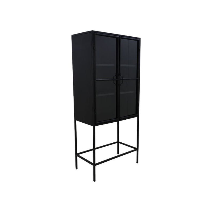 Vitrinekast Manhattan - 80x45x180 - Zwart - Metaal/glas-Vitrinekasten-HSM Collection